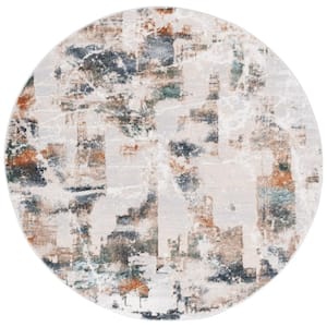 Alenia Gray/Beige 7 ft. x 7 ft. Shattered Abstract Gray/Beige Round Area Rug