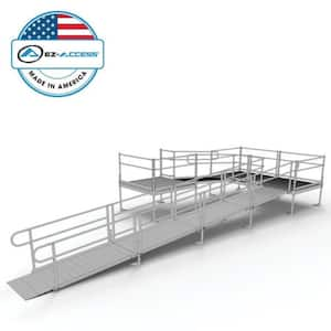 PATHWAY 30 ft. U-Shaped Aluminum Wheelchair Ramp Kit with Solid Surface Tread, 2-Line Handrails and (3) 5 ft. Platforms