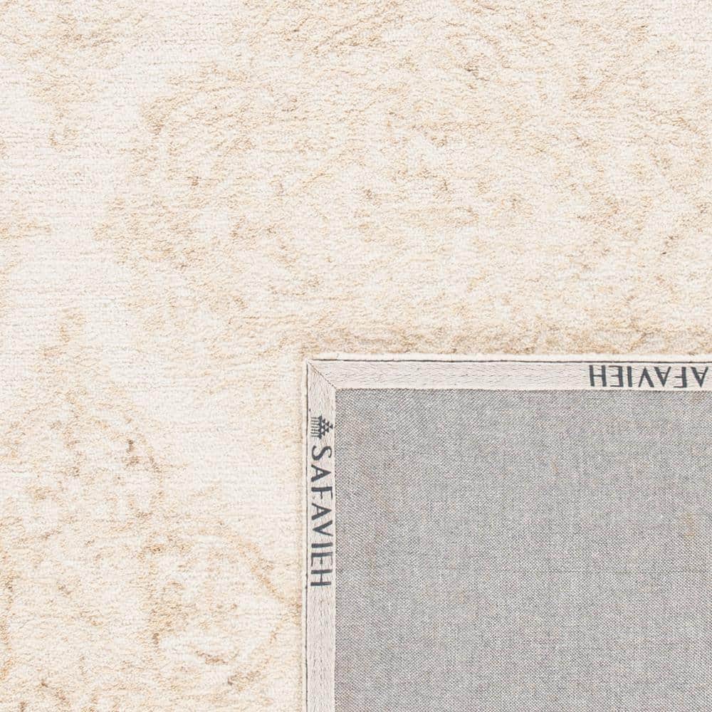 Ivory Beige 6' Round Handmade Wool Tufted Rug