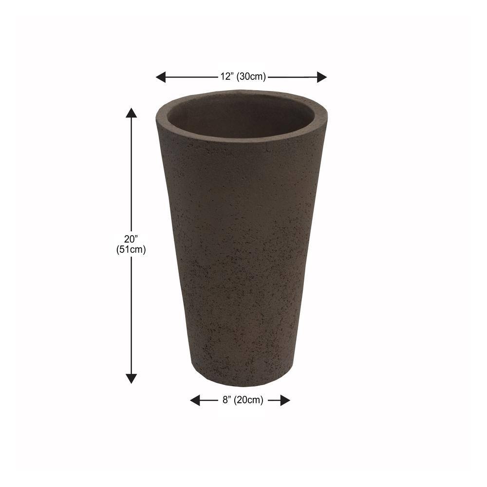 20" Tall Brownstone Round Self-Watering Outdoor Planter Set