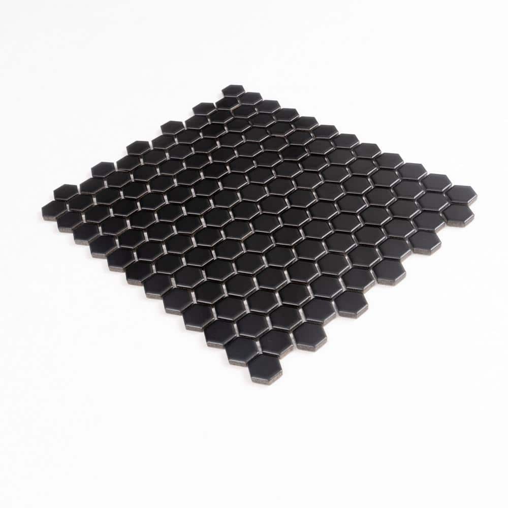 Black Matte Hexagon Porcelain Mosaic Tile for Kitchen and Bathroom
