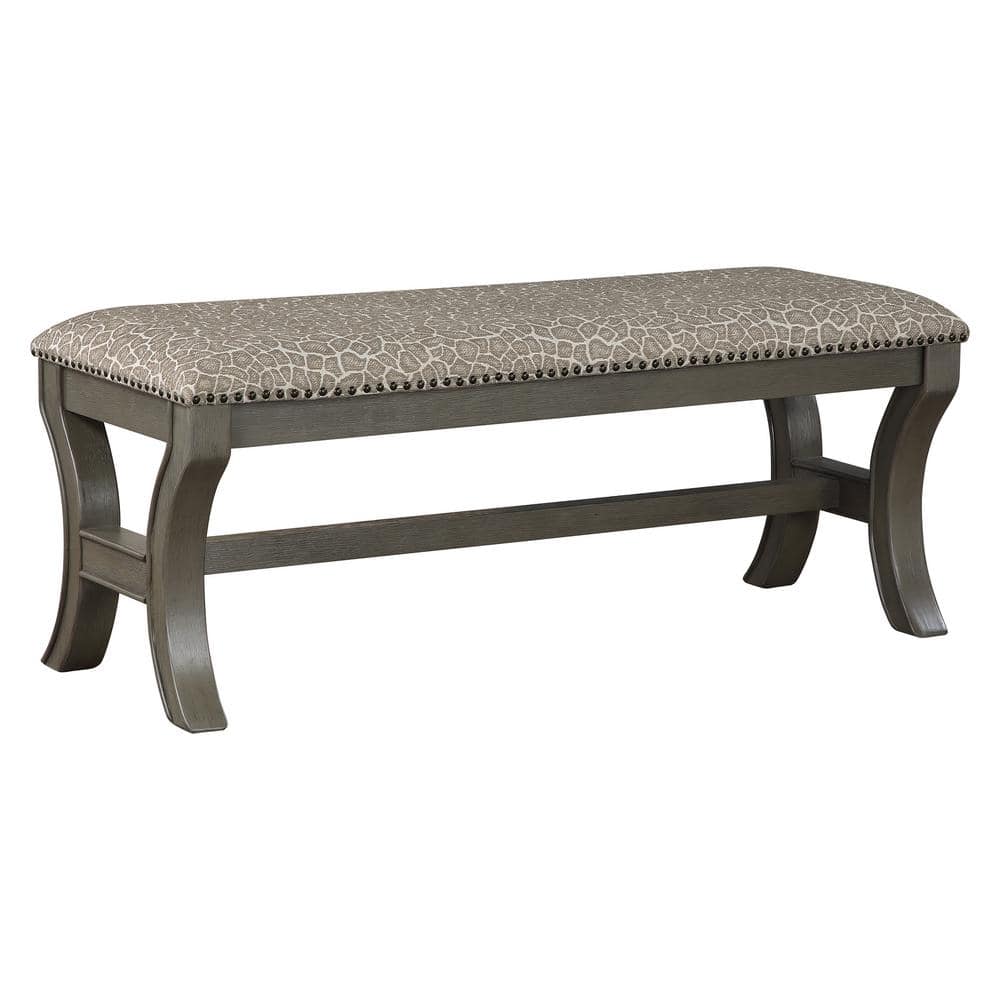 OSP Home Furnishings Monaco 48 in. Bedroom Bench in Grey Giraffe Fabric ...