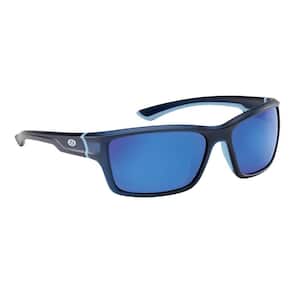 Cove Polarized Sunglasses Matte Crystal Navy Frame with Smoke in Blue Mirror Lens