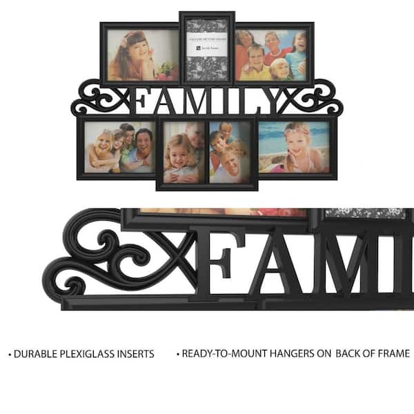 Lavish Home 7-Opening 4 in. x 6 in. and 5 in. x 7 in. Family Black Picture Frame  Collage HW0200068 - The Home Depot