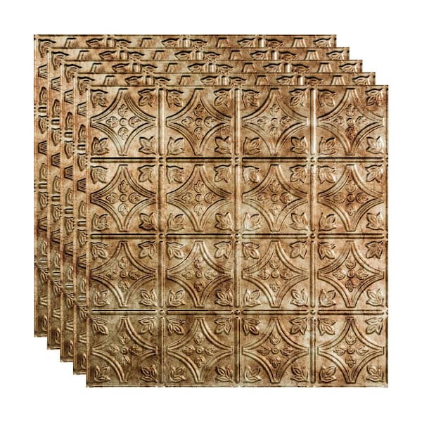 Fasade Traditional #1 2 ft. x 2 ft. Bermuda Bronze Lay-In Vinyl Ceiling Tile ( 20 sq.ft. )