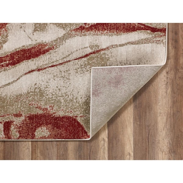 Avalon Ivory/Brown Wonder 9 ft. x 12 ft. Abstract Watercolor Area Rug