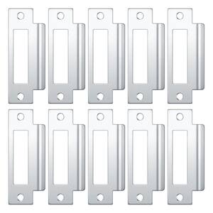 10-Pack 4-7/8 Inch Iron Mortise Lock Strike Plate for Door Security with Brushed Zinc Finish