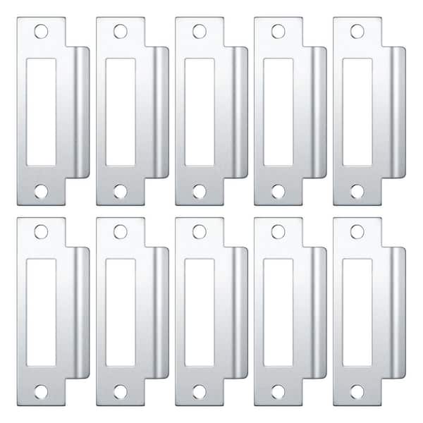 10-Pack 4-7/8 Inch Iron Mortise Lock Strike Plate for Door Security with Brushed Zinc Finish