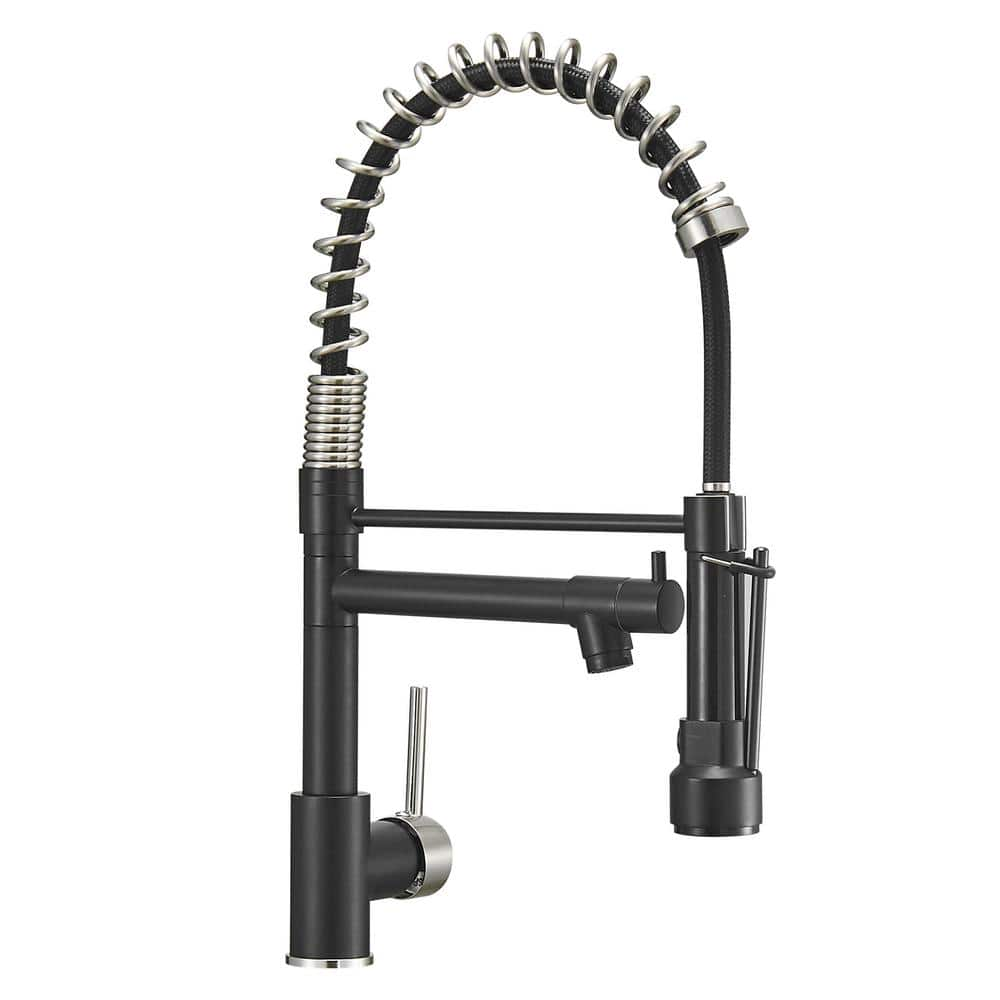 Fapully Black Stainless Steel Single Handle Pull Down Sprayer Kitchen   Matte Black Brushed Nickel Fapully Pull Down Kitchen Faucets Fa 1002bn 64 1000 