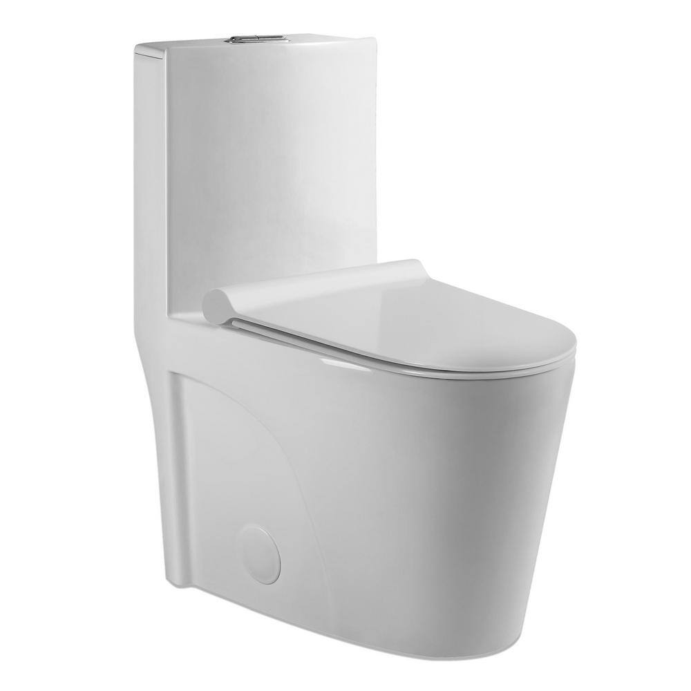 12 in. 1-Piece 1.1/1.6 GPF Dual Flush Elongated Toilet in Glossy White Floo