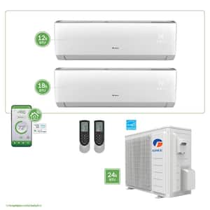 Gen3 Smart Home Dual-Zone 24,000 BTU 2 Ton Ductless Mini Split Air Conditioner with Heat, Inverter, Remote - 208-230-V