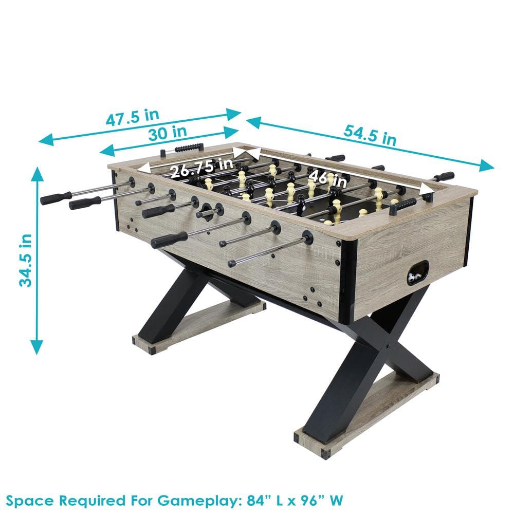 Gray Distressed Wood Indoor Foosball Table with Black Legs
