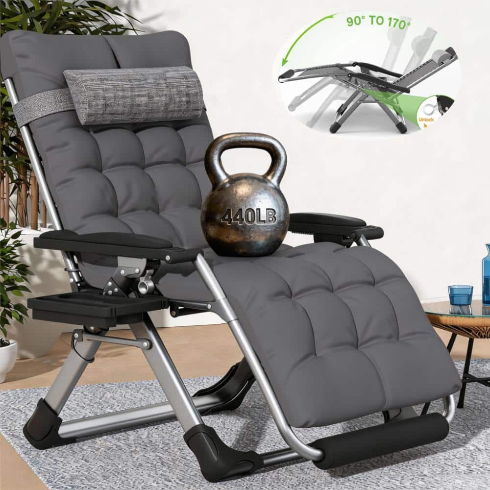 29 in.W Oversized Zero Gravity Chair Metal Outdoor Chaise Lounge with Gray Removable Cushion and Headrest price history on PriceWatchPro