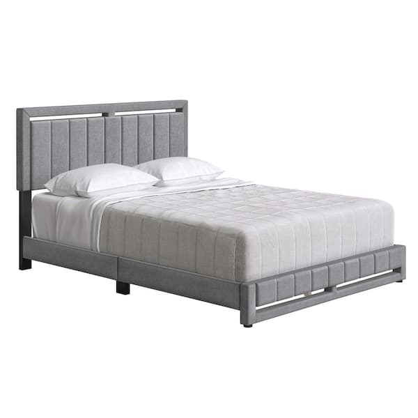 Boyd Sleep Senata Upholstered Linen Platform Bed, King, Gray