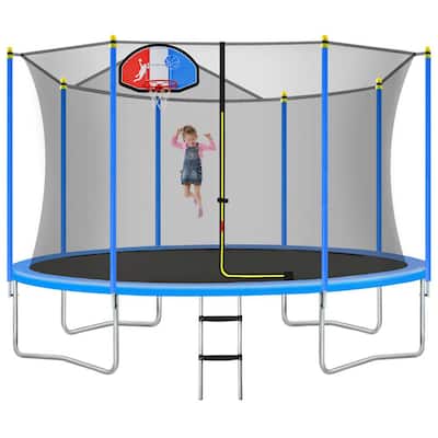 Merax 12-Feet Round Trampoline with 72PCS Springs And Basketball Hoop&Ladder