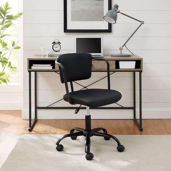 Walker Edison Furniture Company Black Faux Leather Polyester and Metal Modern Office Chair