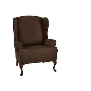 Newport Chocolate Wing Chair Stretch Slipcover