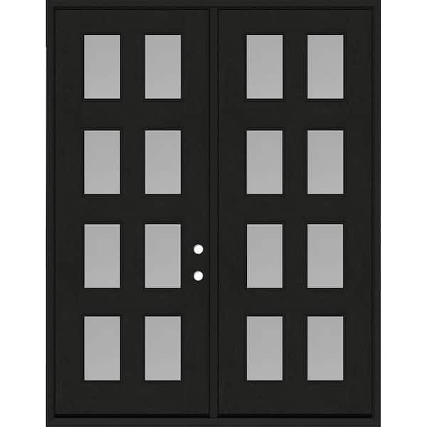 Regency 72 in. x 96 in. 8L Modern Clear Glass LHIS Onyx Stained Fiberglass Double Prehung Front Door w/ 4in. Jamb