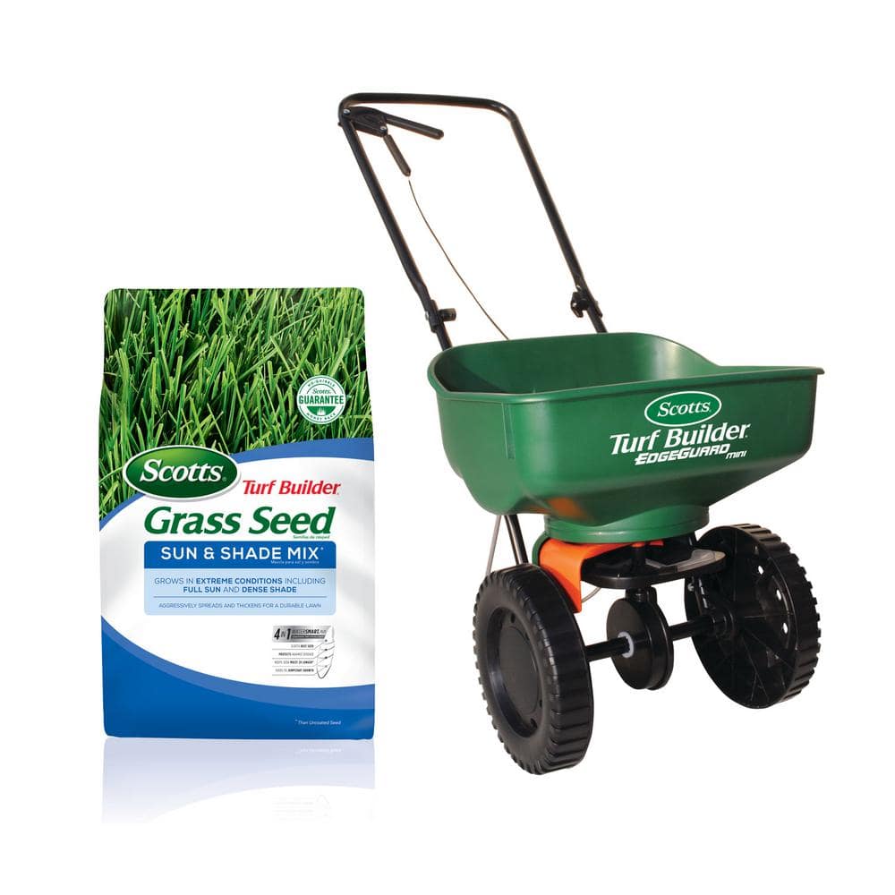 Scotts 20 lb. 8,000 sq. ft. Turf Builder Sun and Shade Grass Seed and  Spreader Bundle VB00011 The Home Depot