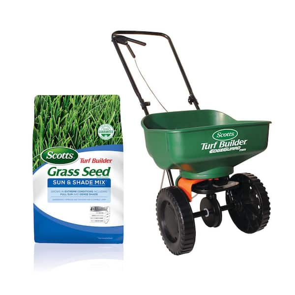 Scotts 20 lb. 8,000 sq. ft. Turf Builder Sun and Shade Grass Seed and Spreader Bundle
