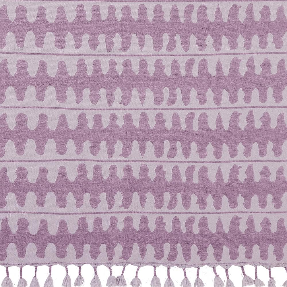 Mid-Century Modern Geometric Purple Throw with Tassel Trim