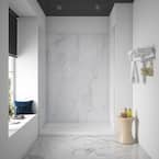 Arroyo 59.69 in. W x 80 in. H x 31.3 in. D 4-Piece Glue-Up Corner Shower Surrounds in Carrara Finish