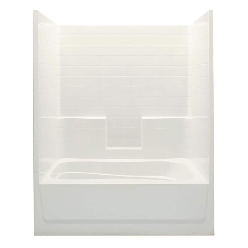 Everyday Smooth Tile 60 in. x 36 in. x 76 in. 1-Piece Bath and Shower Kit w