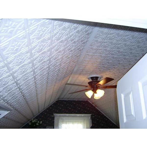 Global Specialty Products Dimensions Faux 2 Ft X 4 Ft Tin Style Ceiling And Wall Tiles In White 209 The Home Depot