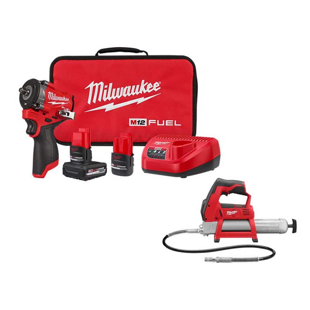 M12 FUEL 12V Li-Ion Brushless Cordless Stubby 3/8 in. Impact Wrench Kit with Grease Gun price history on PriceWatchPro