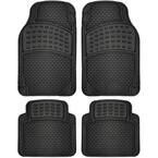 4pc Rubber Floor Mats Universal Fit Front Driver Passenger Seat for Car SUV Van and Truck - Brick Style - Black