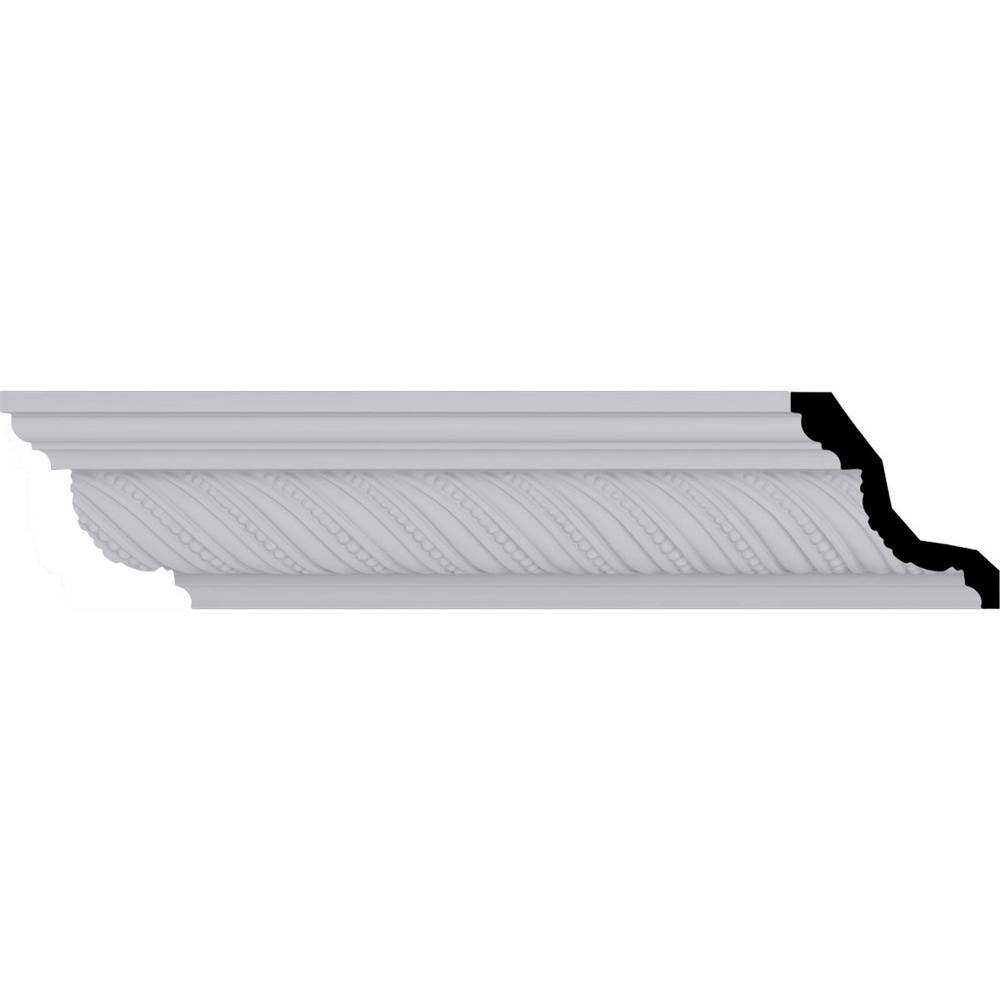 Primed White Polyurethane Beaded Rope Crown Moulding Sample