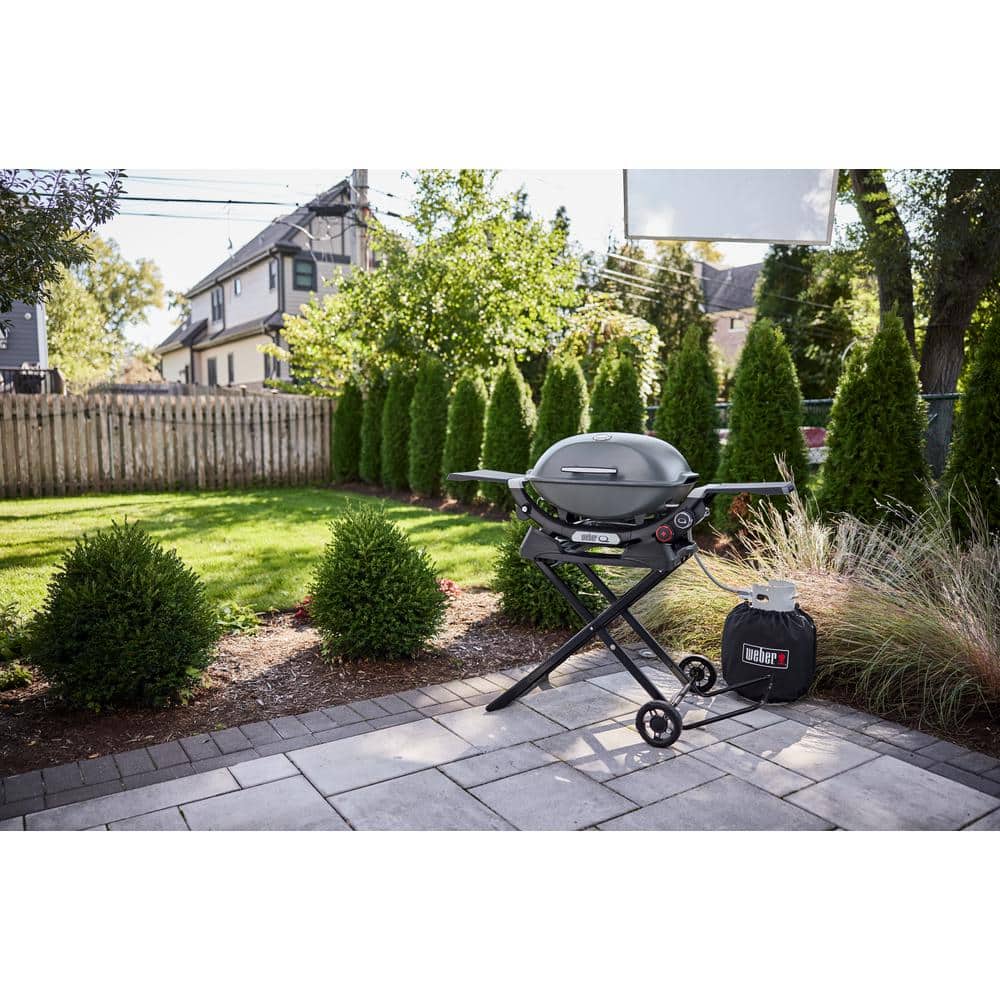 Black Portable Grill Cart with Wheels
