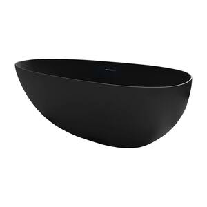 Moray 67 in. x 33.5 in. Solid Surface Stone Resin Flatbottom Freestanding Soaking Bathtub in Matte Black