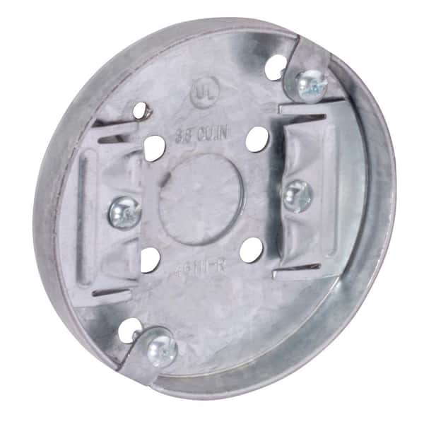 Southwire 3-1/2 in. W x 1/2 in. D Steel Metallic Drawn Round Ceiling Pan with One 1/2 in. KO and NMSC Clamps (1-Pack)