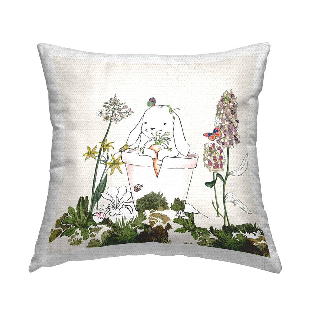 Bunny Flower Pot Botanical Lilac Floral Blooms Multi-Color Square Outdoor Throw Pillow price history on PriceWatchPro
