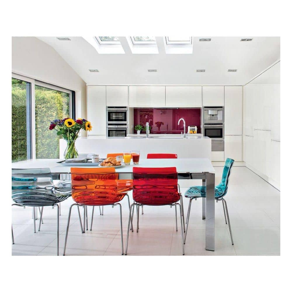 Astor Transparent Red Acrylic Dining Chair with Metal Legs