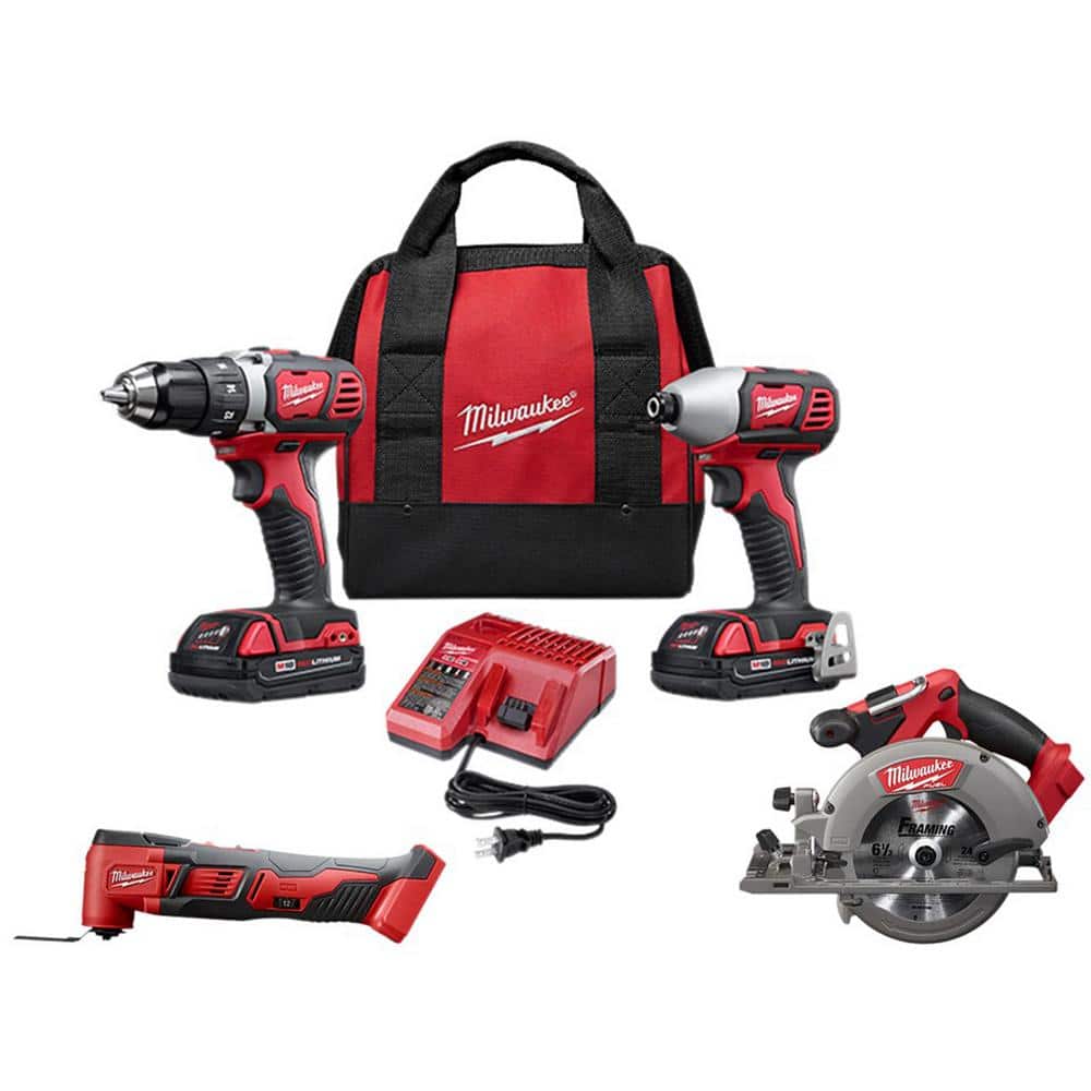Milwaukee M18 18V Lithium-Ion Cordless Drill Driver/Impact Driver Combo Kit (2-Tool) W/ Circular Saw & Multi-Tool -  2691-22-cmult