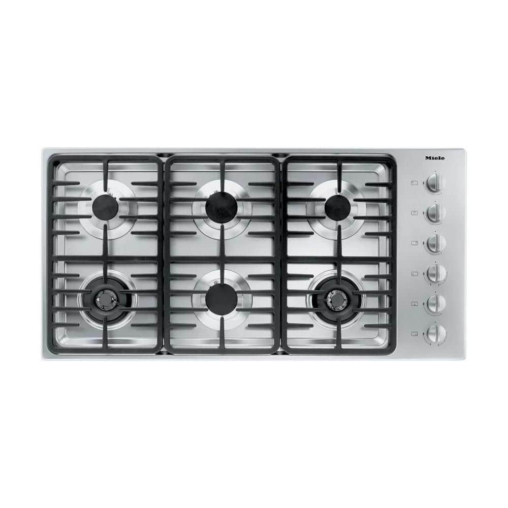 Miele 42 in. Gas Cooktop in Stainless Steel with 6 Sealed Burners including 2 dual woks KM 3485