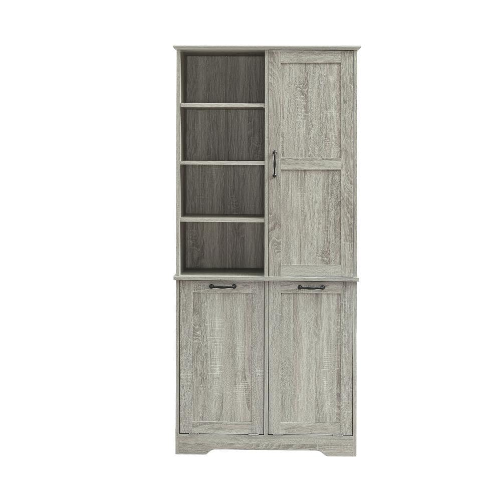 31 in. W x 14 in. D x 68 in. H Oak Linen Cabinet with Doors and Drawers, Tilt-Out Laundry Hamper price history on PriceWatchPro
