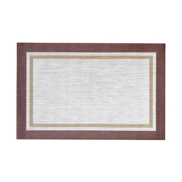 Unbranded Sedona Brown Woven Vinyl Home Kitchen Mat Waterproof Area Rug for Indoor/Outdoor 24 in. x 36 in.