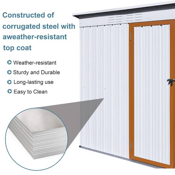 Syngar Storage Sheds 5 x 3 ft, Outdoor Storage Cabinet with Lockable Door Sloped Roof, Outdoor Storage Box Waterproof UV Proof for Patio Garden, Metal