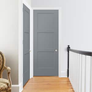30 in. x 80 in. Birkdale Stone Stain Left-Hand Smooth Solid Core Molded Composite Single Prehung Interior Door