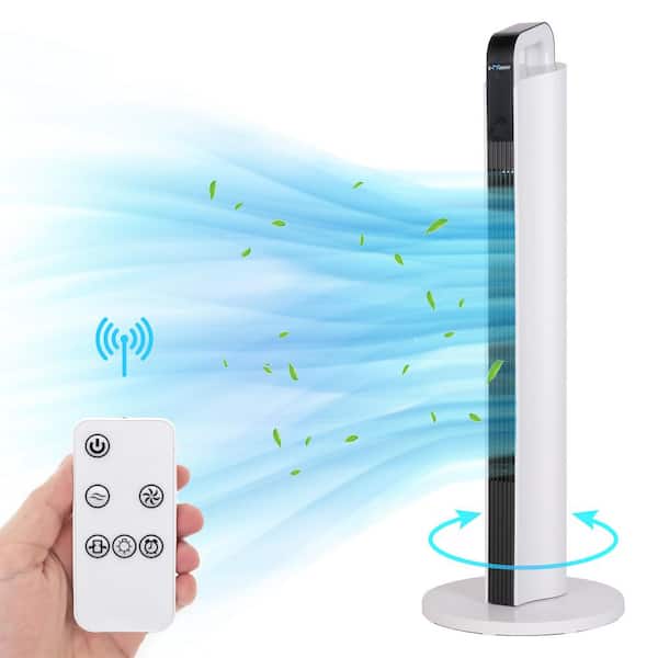 cadeninc 35 in. 3-Speed Oscillating Tower Fan with 35 dB Quiet Standing Bladeless Fans w/Remote 7H Timer