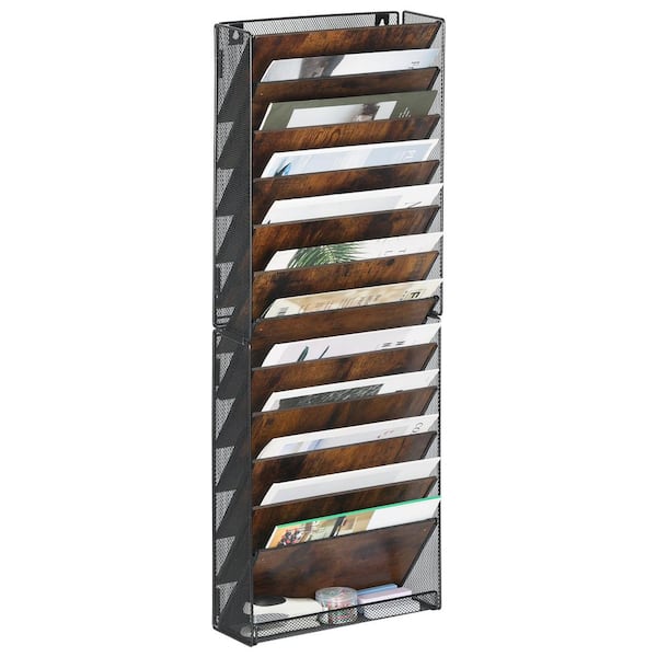 Unbranded 13 in. x 4.3 in. Black Hanging Mails Folders Paper Magazine Organization,Wall Mounted Document Photo Album Magazine Rack
