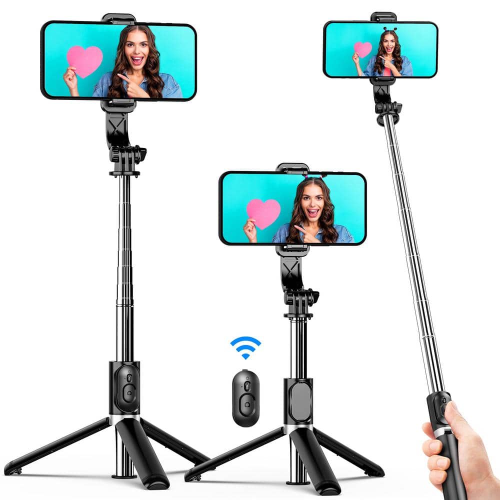 All in 1 Extendable and Portable Selfie Stick Tripod with Wireless Remote C