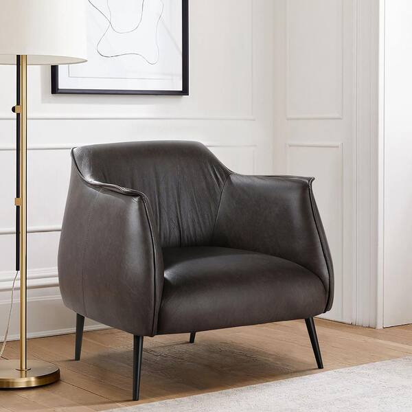 Lazzara Coriana Brown Faux Leather Arm Chair 1085F2S - The Home Depot