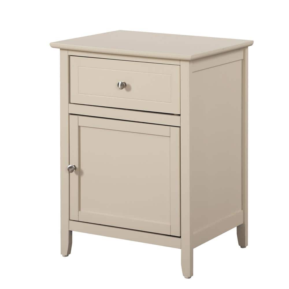 Lzzy Beige Solid & Manufactured Wood 1-Drawer Nightstand