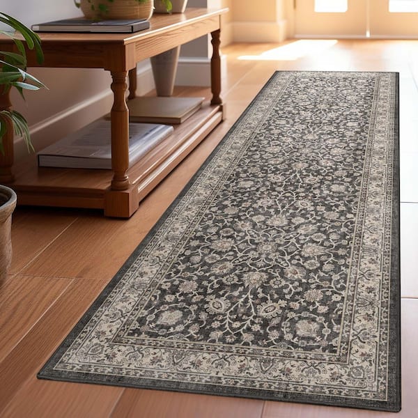 Asha Rome Vintage, Oriental Persian, Black 2 ft. 3 in. x 7 ft. 3 in. Runner, Area Rug