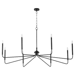 Providence 60-Watts 8 Light Matte Black Chandelier Light with no Shade, Light Bulb not Included