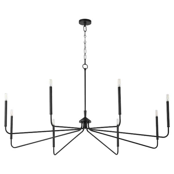 Providence 60-Watts 8 Light Matte Black Chandelier Light with no Shade, Light Bulb not Included
